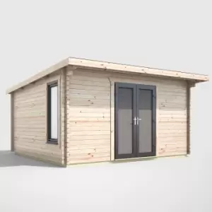 image of Power 14' x 12' Pent Log Cabin Doors Central