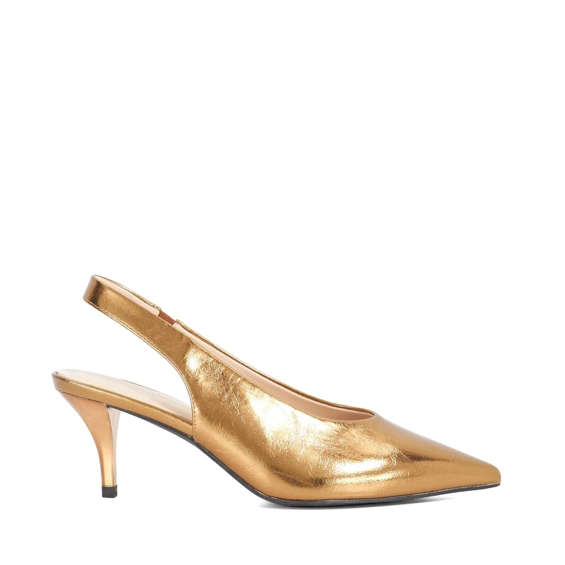 Image of Dune London Womens Cyra Kitten Heel Slingbacks Bronze Synth female 3 (36)
