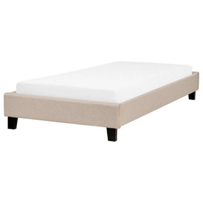 Image of Beliani Bed Without Headboard Fabric Roanne 90 X 200 Cm (Eu Single) Beige