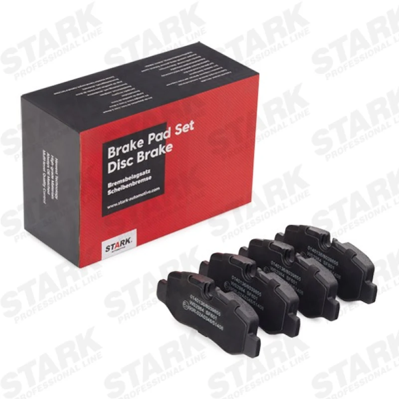 Image of STARK SKBP-0011482 Brake pad set Rear Axle, prepared for wear warning indicator Low-Metallic Brake Pad Set,disc brake (402)
