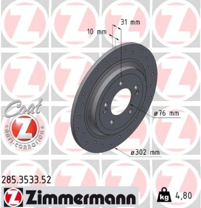 Image of ZIMMERMANN Brake disc ZIMMERMANN 285.3533.52