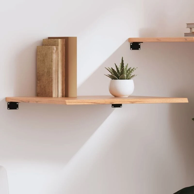 Image of Vidaxl Wall Shelf Light Brown 60X60X2cm Treated Solid Wood Oak, Brown 363653