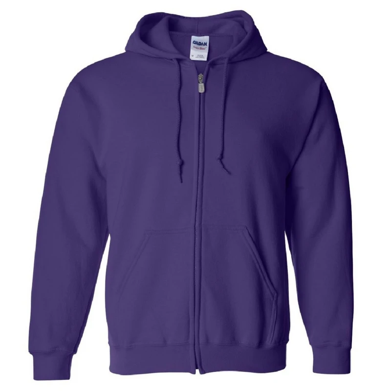 Image of Gildan Heavy Blend Full Zip Hooded Sweatshirt Top in Purple Size: Small Purple Unisex S