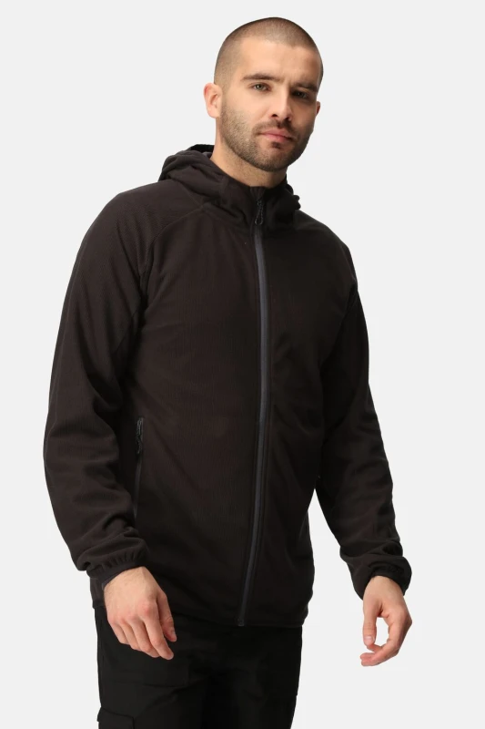 Image of Regatta Regatta Men Navigate' Full Zip Hooded Fleece in Jet Black Size: Medium Jet Black M Male 5063019385013