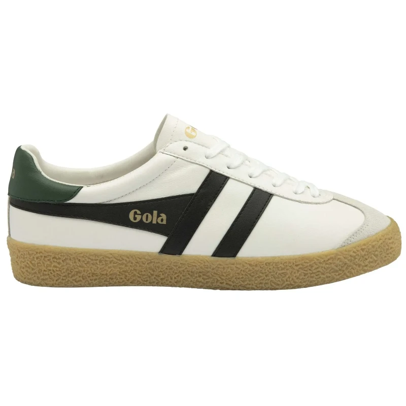 Image of Gola Classics Mens 'Medallist Leather' Lace-Up Trainers in White Size: 6 White Male 6
