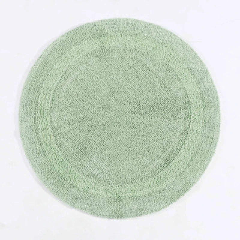 Image of Homescapes Luxury Reversible Round Bath Mat - Sage Green