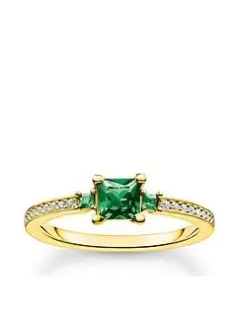 image of Thomas Sabo Ring with Green and White Stones, Green Size M Women