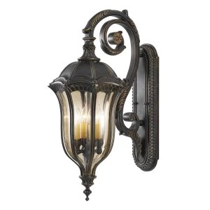Image of 4 Light Outdoor Large Wall Lantern Light Walnut IP44, E14