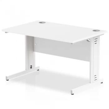 Image of Trexus Rectangular Desk White Cable Managed Leg 1200x800mm White Ref