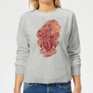 Image of Harry Potter Gryffindor Drawn Crest Womens Sweatshirt - Grey - 3XL