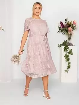 Image of Yours Lace Dress, Pink, Size 16, Women