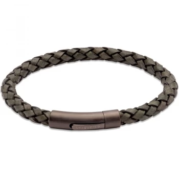 image of Unique & Co. Dark Green Leather Bracelet with Gunmetal IP Plated Steel Clasp