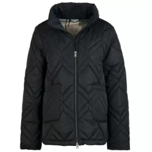 Image of Barbour Womens Elin Quilted Jacket Black/Ancient Fern Tartan 12