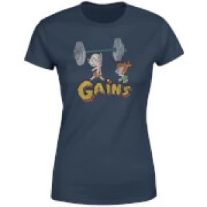Image of The Flintstones Distressed Bam Bam Gains Womens T-Shirt - Navy - L
