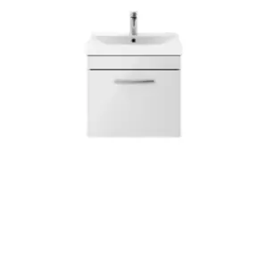 image of Nuie Athena 500 Wall Hung Single Drawer Vanity & Thin-edge Basin - Gloss Grey Mist