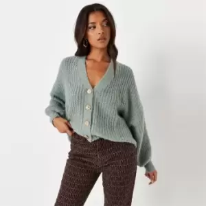 image of Missguided Recycled Fluffy Cardigan - Green