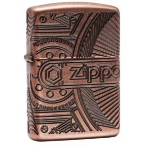 Image of Zippo Gears Armor Antique Copper Finish Windproof Lighter