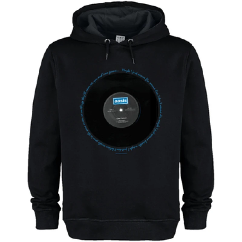 Image of Amplified Amplified Men Live Forever Lyrics Oasis Hoodie in Black Size: Medium Black M Male 5063652563403
