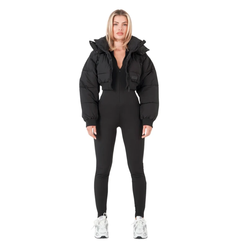 Image of Sixth June Womens Sixth June Cropped Hooded Puffer Noir Female S