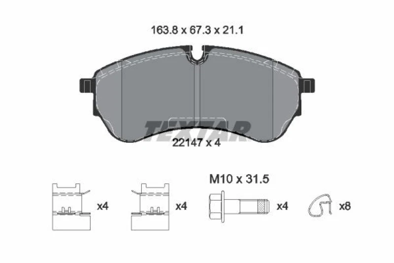 Image of Brake pad set TEXTAR 2214701