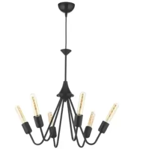 Image of Onli Billy 6 Light Multi Arm Pendant Ceiling Light, Black