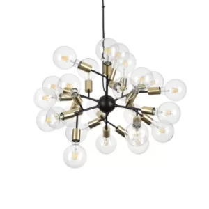 Image of Spark Indoor Multi Arm Ceiling Pendant Lamp 24 Lights Black, E27