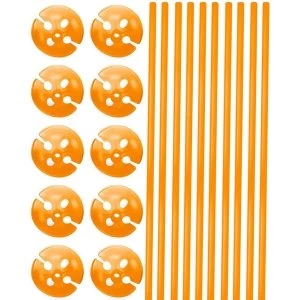 Image of Balloon Sticks With Holders Orange (Pack Of 10)