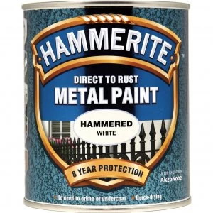 image of Hammerite Hammered Finish Metal Paint White 750ml