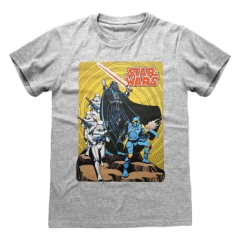 Image of Star Wars - Vader Retro Poster Unisex Large T-Shirt - Grey
