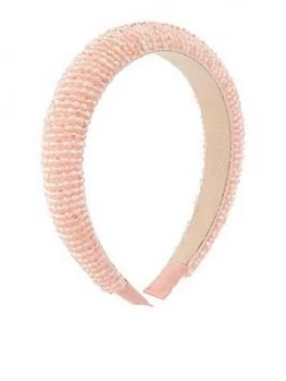 image of Accessorize Pretty Pink Beaded Alice Band - Pink