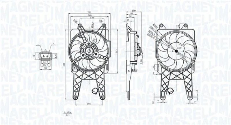 Image of MAGNETI MARELLI Fan, radiator MAGNETI MARELLI 069422818010