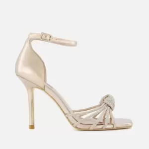 Image of Dune Womens Marvella Leather Heeled Sandals - Gold - UK 3