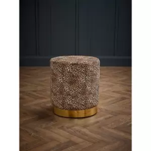 Image of Lara Pouffe Leopard Print Velvet