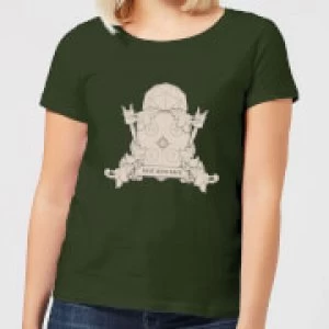 Image of Crystal Maze Fast And Safe Crest Womens T-Shirt - Forest Green - L