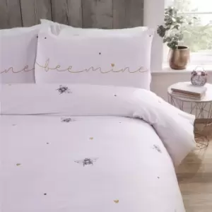 Image of Bee Mine Bees & Hearts on a Pink Duvet Cover, Bedding Set. (Single), Multi
