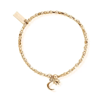 image of ChloBo GBCFB1097 Gold Tone Mini Cube Dainty Moon & Sun Bracelet