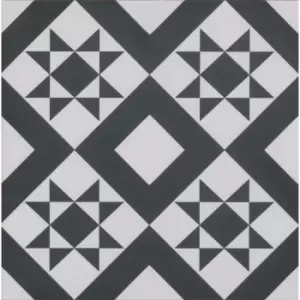 image of Black Modern Patterned Floor Tile 33 x 33cm - Mayfair