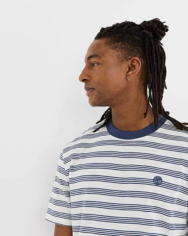 Image of Timberland Timberland Striped Short Sleeve Tee Blue Stripe - Timberland - Size: M39/41 Blue Stripe Male M39/41 TL70102