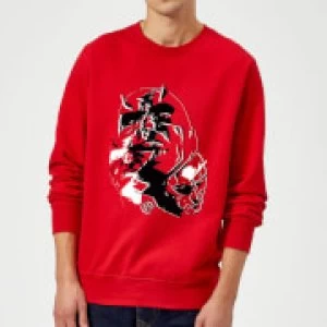 Image of Marvel Knights Daredevil Layered Faces Sweatshirt - Red - L