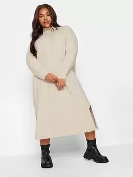 Image of Yours Yours Exposed Seam Turtle Neck Dress - Natural, Size 18-20, Women