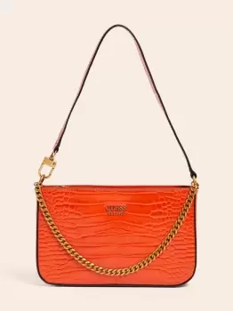 image of Guess Katey Croc Print Shoulder Bag