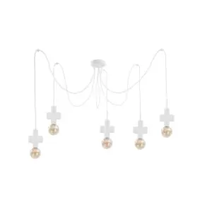 image of Unica Cluster Pendant Ceiling Light White, 5x E27