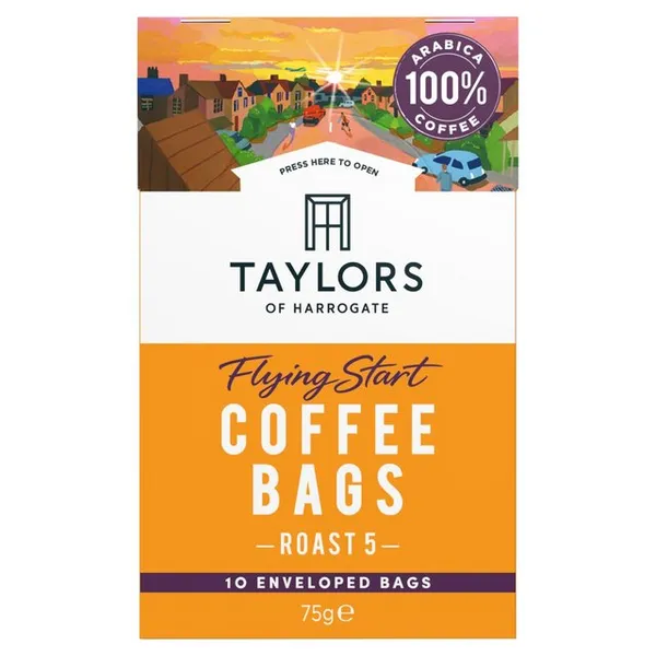 Image of Taylors Of Harrogate Flying Start Coffee Bags, 10 Per Pack