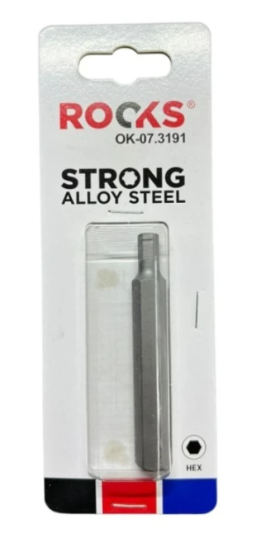 Image of ROOKS OK-07.3191 Screwdriver Bit Square Drive Tang Size: 10 (3/8")mm (inch), Tool Steel Tool Steel Screwdriver Bit (5514)