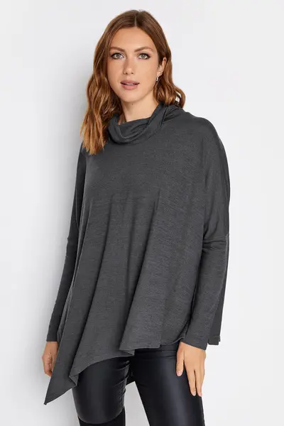 image of Long Tall Sally Tall Hanky Hem Top Grey