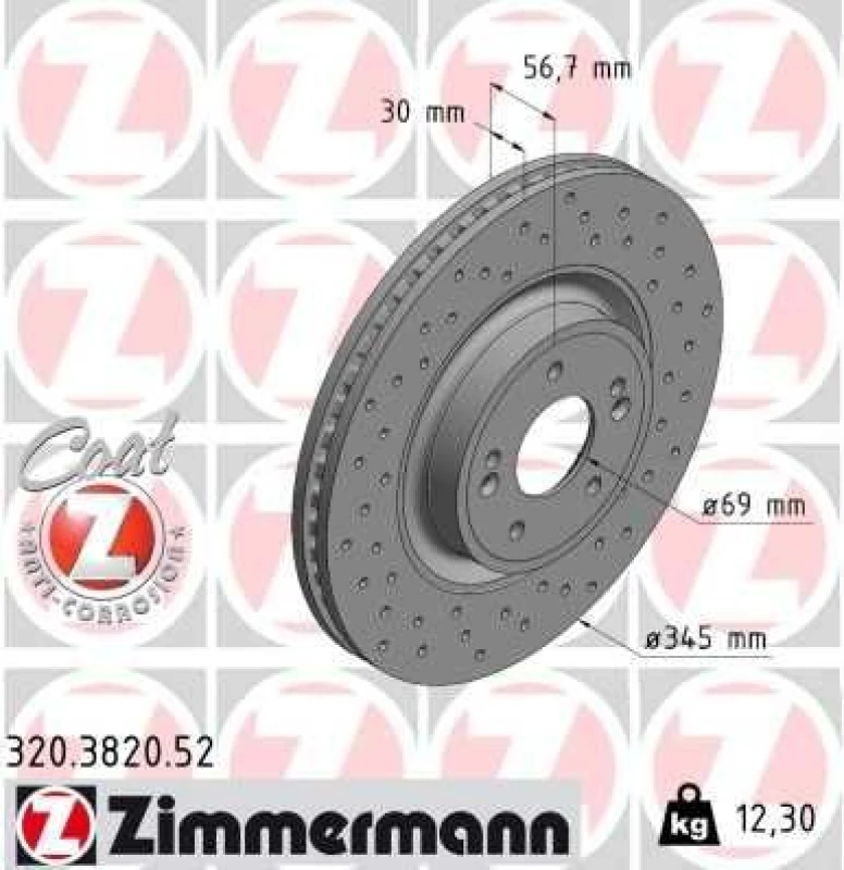 Image of ZIMMERMANN Brake disc ZIMMERMANN 320.3820.52