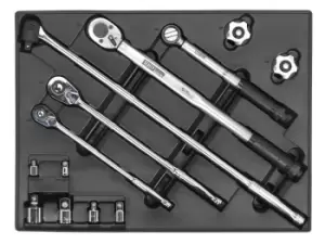 image of Sealey TBT32 Tool Tray with Ratchet, Torque Wrench, Breaker Bar and Socket Adaptor Set 13pc