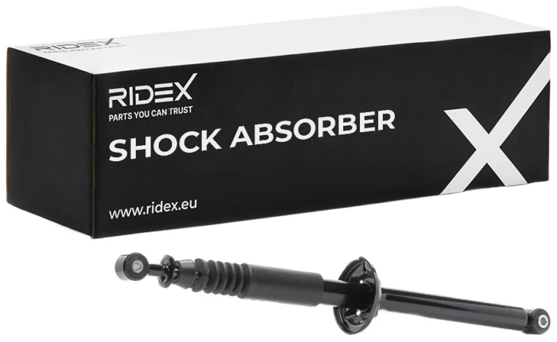 Image of RIDEX 854S1002 Shock absorber Rear Axle, Gas Pressure, Twin-Tube, Suspension Strut, Bottom eye Shock Absorber (854)