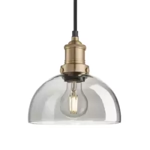 image of Industville 8" Tinted Glass Dome Pendant 8" Dome Pendant / Smoke Grey Tinted Glass and Pewter Holder