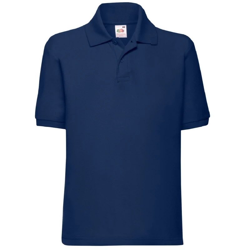 Image of Fruit of the Loom 65 35 Pique Polo Shirt Pack of 2 in Navy Size: 12-13 Years Navy Unisex 12-13 Years